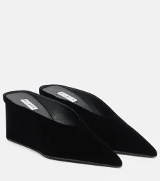 AlaÃa Cube 75 velvet wedge mules AlaÃa Cube 75 velvet wedge mules