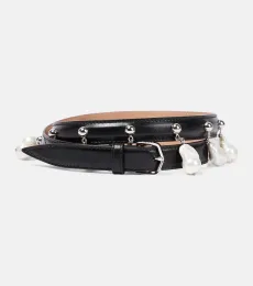 AlaÃa Faux pearl-embellished leather belt