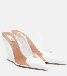 AlaÃa Le CÅur 90 leather and PU wedge mules AlaÃa Le CÅur 90 leather and PU wedge mules