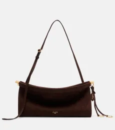 AlaÃa Le Click East West Medium suede shoulder bag AlaÃa Le Click East West Medium suede shoulder bag