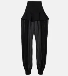 AlaÃa Peplum georgette wide-leg pants AlaÃa Peplum georgette wide-leg pants