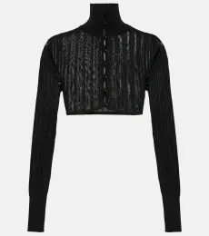 AlaÃa Ribbed-knit cropped cardigan AlaÃa Ribbed-knit cropped cardigan