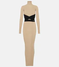 AlaÃa Turtleneck jersey maxi dress