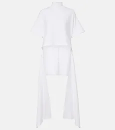 Alaïa Camiseta asimétrica de jersey en mezcla de algodón Alaïa Camiseta asimétrica de jersey en mezcla de algodón