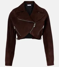 Alaïa Cropped suede biker jacket