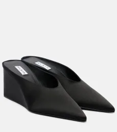 Alaïa Cube 75 satin wedge mules Alaïa Cube 75 satin wedge mules