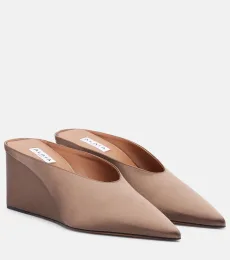 Alaïa Cube satin wedge mules Alaïa Cube satin wedge mules