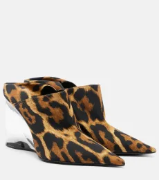 Alaïa Mules compensées à imprimé animalier