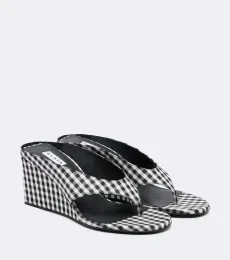 Alaïa Mules compensées Cube à carreaux vichy