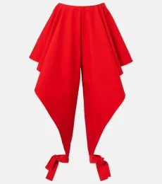 Alaïa Pantalon fuselé en gabardine de coton à volants Alaïa Pantalon fuselé en gabardine de coton à volants
