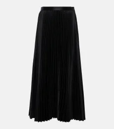 Alaïa Pleated croc-effect satin midi skirt Alaïa Pleated croc-effect satin midi skirt