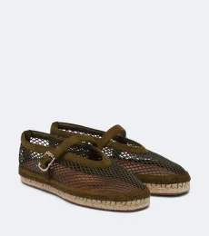 Alaïa Suede-trimmed fishnet espadrilles Alaïa Suede-trimmed fishnet espadrilles
