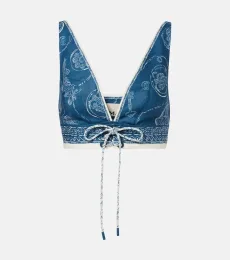 AlÃmais Lucky printed linen crop top