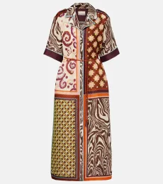 AlÃmais Wilson printed linen and silk shirt dress AlÃmais Wilson printed linen and silk shirt dress