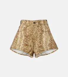 Alémais Boa snake-print denim shorts Alémais Boa snake-print denim shorts