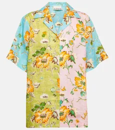 Alémais Camisa bowling Mana de lino floral Alémais Camisa bowling Mana de lino floral