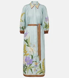 Alémais Robe chemise en lin à fleurs Alémais Robe chemise en lin à fleurs