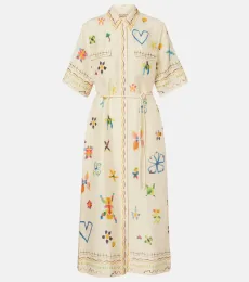 Alémais Robe chemise Sidi en lin mélangé à fleurs Alémais Robe chemise Sidi en lin mélangé à fleurs