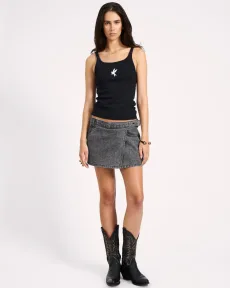 Alexia Low Waist Wrap Mini Denim Skirt Denim Skirts - Alexia Rocco Grey Black Size 26 One Teaspoon Alexia Low Waist Wrap Mini Denim Skirt Denim Skirts - Alexia Rocco Grey Black Size 26 One Teaspoon