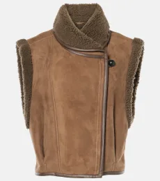 Alime shearling-trimmed suede vest Alime shearling-trimmed suede vest