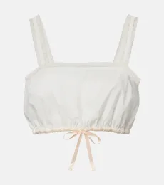 Alma lace-trimmed cotton crop top Alma lace-trimmed cotton crop top