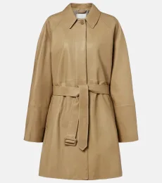 Amaya belted leather car coat Amaya belted leather car coat