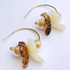 Amber bloom hoop earrings