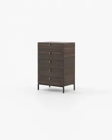 AMBER Tallboy Chest of Drawers Smoked Eucalyptus Veneer Matte AMBER Tallboy Chest of Drawers Smoked Eucalyptus Veneer Matte