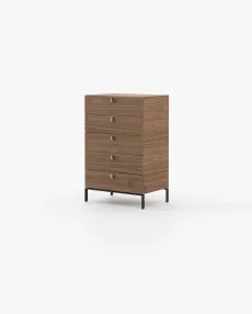 AMBER Tallboy Chest of Drawers Walnut Veneer Matte AMBER Tallboy Chest of Drawers Walnut Veneer Matte