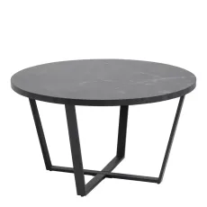 Amble Round Coffee Table With Black Marble Effect Top