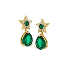 Amelia Scott Gold Celeste Green Star Drop Earrings - Gold Amelia Scott Gold Celeste Green Star Drop Earrings - Gold