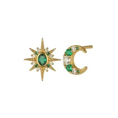 Amelia Scott Gold Luna Moon Star Asymmetrical Earrings - Gold