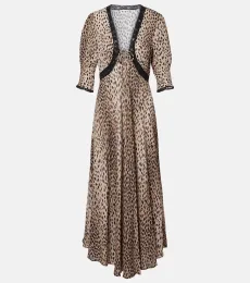 Amina printed crÃªpe de chine midi dress
