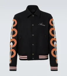 Amiri Snake Bones wool-blend varsity jacket Amiri Snake Bones wool-blend varsity jacket