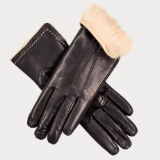 and Cappuccino Rabbit Fur Lined Leather Gloves and Cappuccino Rabbit Fur Lined Leather Gloves
