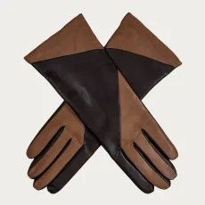 and Taupe Italian Leather Gloves Cashmere Lined and Taupe Italian Leather Gloves Cashmere Lined