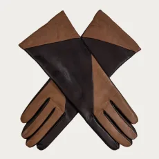 and Taupe Italian Leather Gloves Cashmere Lined and Taupe Italian Leather Gloves Cashmere Lined