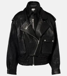 Aneli leather biker jacket