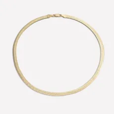 Angelique Gold Diamond-Cut Herringbone Necklace - 18 18k Gold Plated Silver