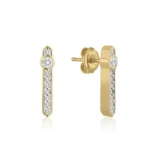 Ani Pave Bar Stud Earrings - 18k Gold Plated Ani Pave Bar Stud Earrings - 18k Gold Plated
