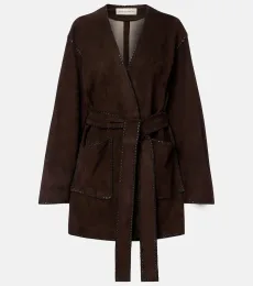 Anika suede wrap coat