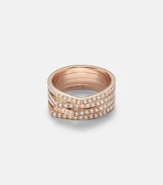 Anillo apilado Antifer de oro rosa de 18 ct con diamantes Anillo apilado Antifer de oro rosa de 18 ct con diamantes