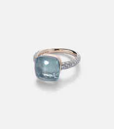 Anillo de oro blanco y rosa de 18 ct con topacio y diamantes Anillo de oro blanco y rosa de 18 ct con topacio y diamantes