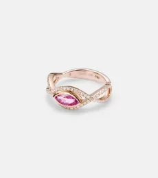 Anillo de oro rosa de 18 ct con zafiro y diamantes