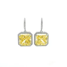 Appealing Square Cut 13x13 mm Silver Earrings
