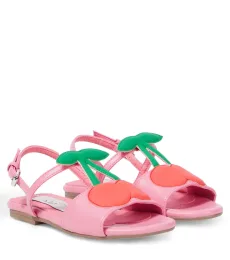 Applique faux leather sandals