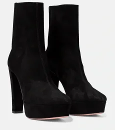 Aquazzura Saint Honore 120 suede platform ankle boots Aquazzura Saint Honore 120 suede platform ankle boots