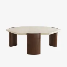 Araco Avalon Coffee Table BrownCream TravertineWalnut Wood Araco Avalon Coffee Table BrownCream TravertineWalnut Wood