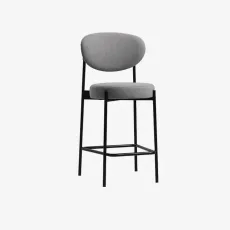 Araco Velour Barstool Grey CottonLinen