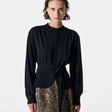 Arezzo Long Sleeve Waist Tie Top Arezzo Long Sleeve Waist Tie Top